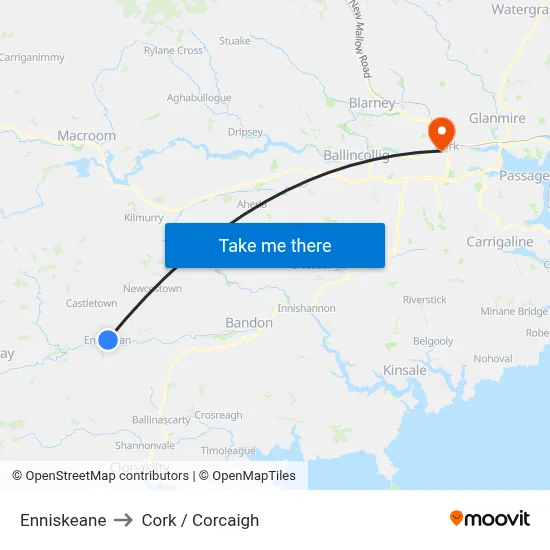 Enniskeane to Cork / Corcaigh map