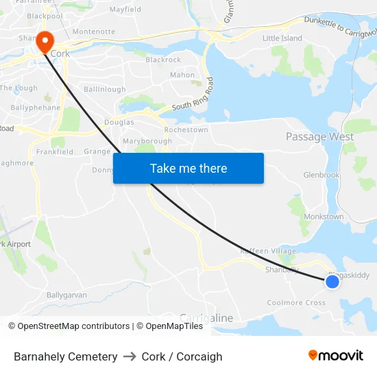 Barnahely Cemetery to Cork / Corcaigh map