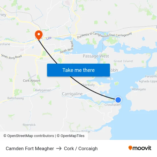 Camden Fort Meagher to Cork / Corcaigh map