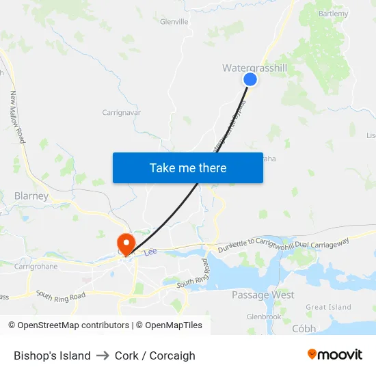 Bishop's Island to Cork / Corcaigh map