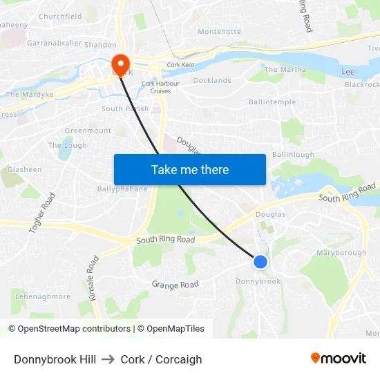 Donnybrook Hill to Cork / Corcaigh map