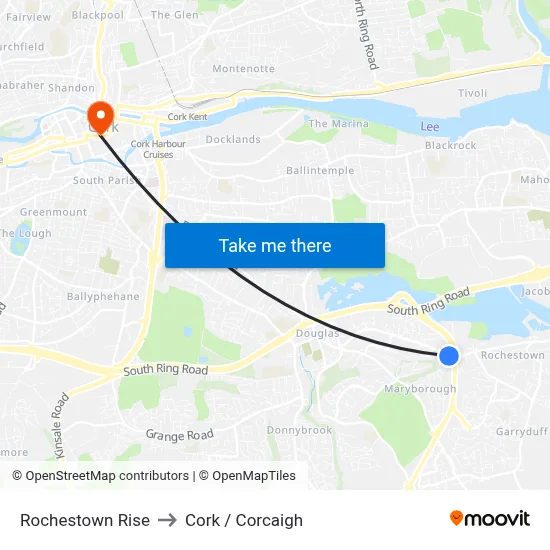 Rochestown Rise to Cork / Corcaigh map