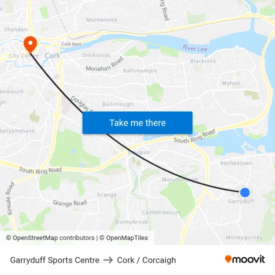 Garryduff Sports Centre to Cork / Corcaigh map