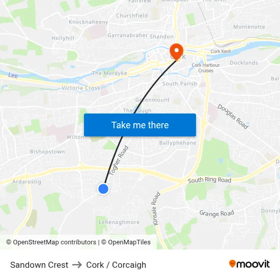 Sandown Crest to Cork / Corcaigh map