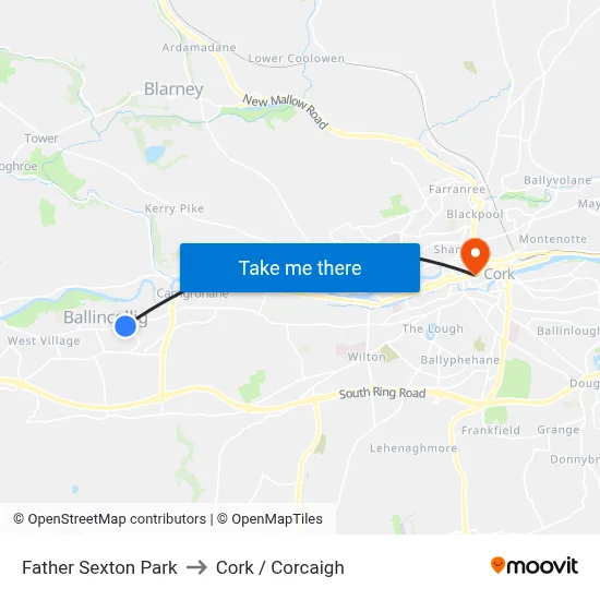 Father Sexton Park to Cork / Corcaigh map