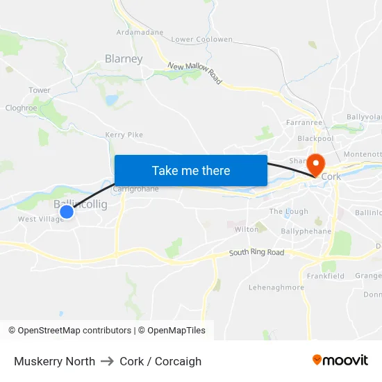 Muskerry North to Cork / Corcaigh map
