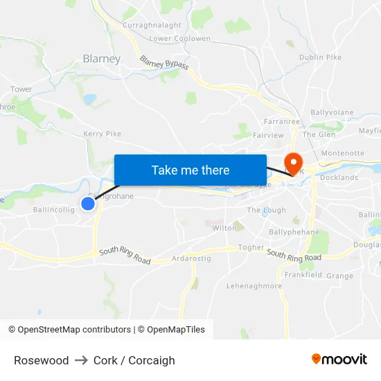 Rosewood to Cork / Corcaigh map