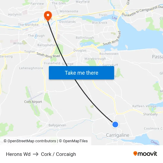 Herons Wd to Cork / Corcaigh map