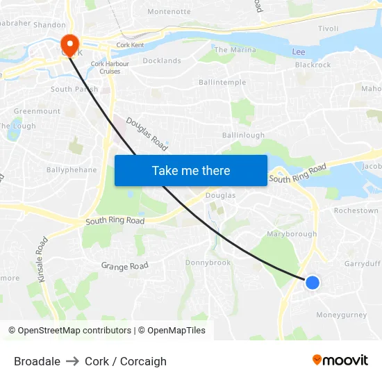 Broadale to Cork / Corcaigh map