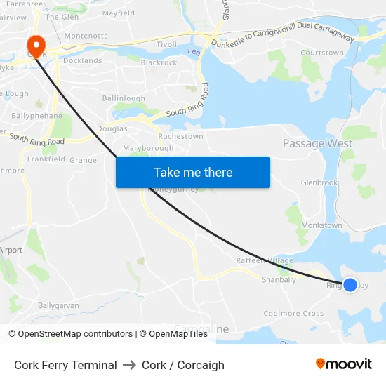 Cork Ferry Terminal to Cork / Corcaigh map