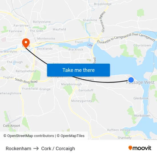 Rockenham to Cork / Corcaigh map