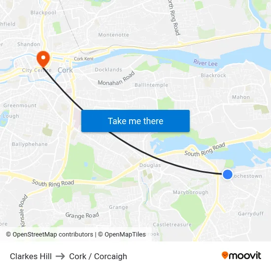 Clarkes Hill to Cork / Corcaigh map