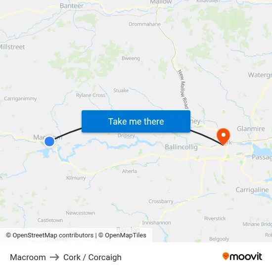 Macroom to Cork / Corcaigh map