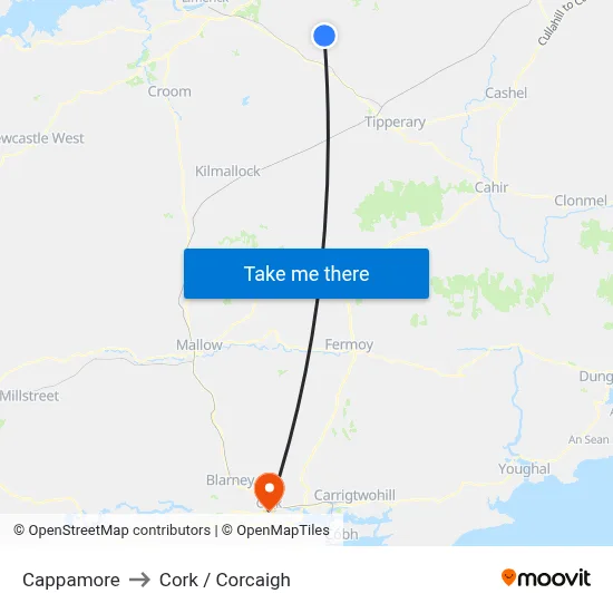 Cappamore to Cork / Corcaigh map