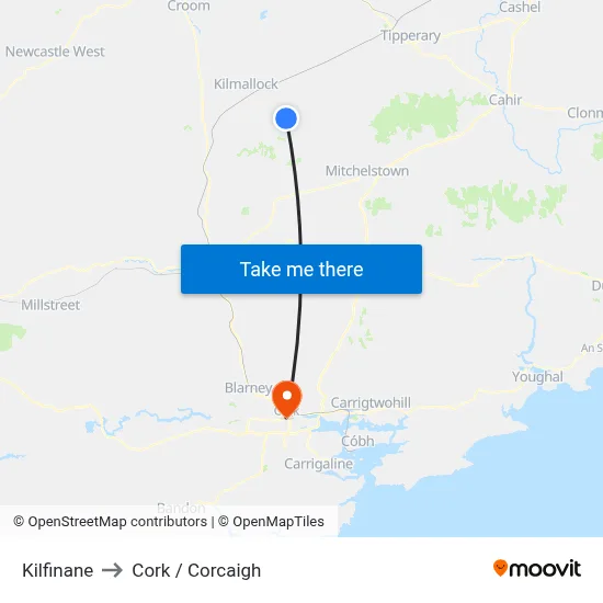 Kilfinane to Cork / Corcaigh map