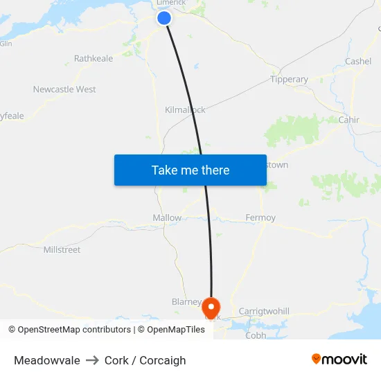 Meadowvale to Cork / Corcaigh map