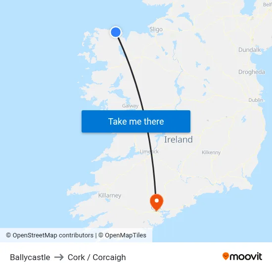 Ballycastle to Cork / Corcaigh map