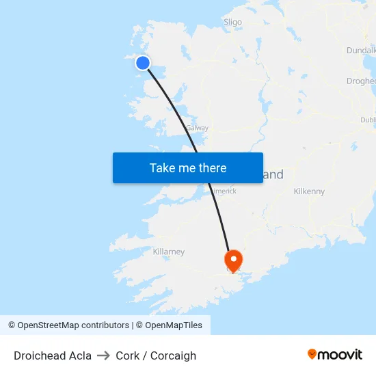 Droichead Acla to Cork / Corcaigh map