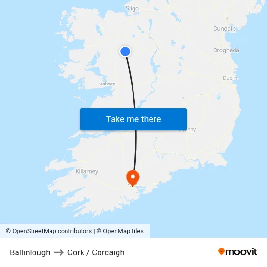 Ballinlough to Cork / Corcaigh map