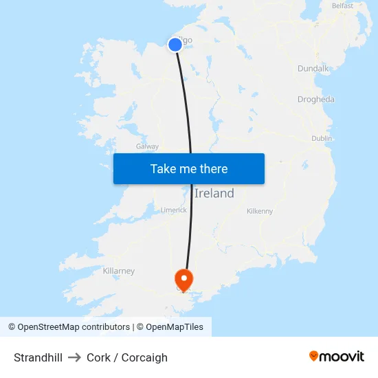 Strandhill to Cork / Corcaigh map