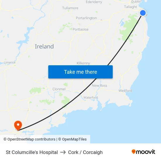 St Columcille's Hospital to Cork / Corcaigh map