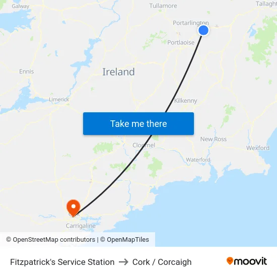 Fitzpatrick's Service Station to Cork / Corcaigh map