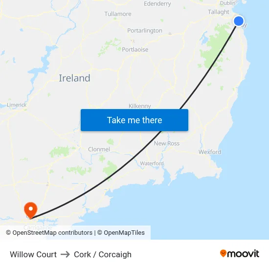 Willow Court to Cork / Corcaigh map