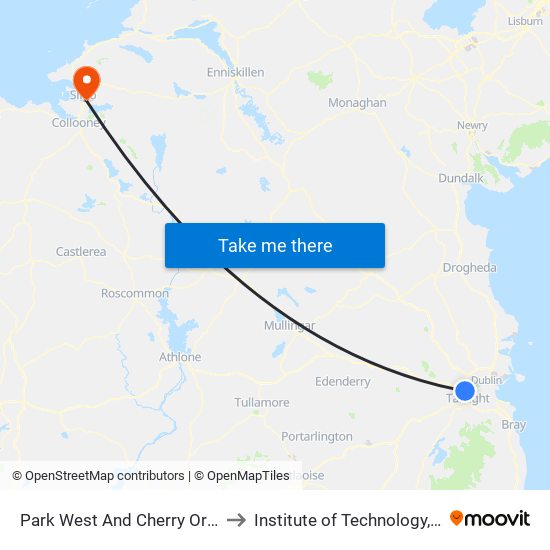 Park West And Cherry Orchard to Institute of Technology, Sligo map