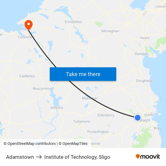 Adamstown to Institute of Technology, Sligo map