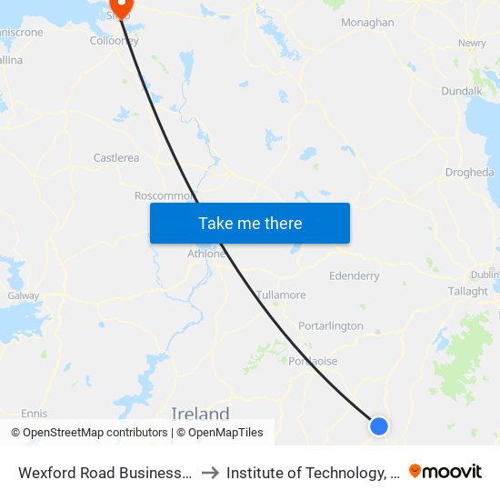 Wexford Road Business Park to Institute of Technology, Sligo map