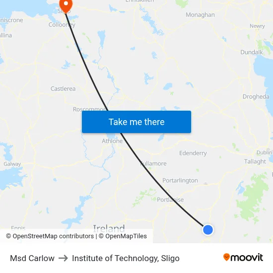 Msd Carlow to Institute of Technology, Sligo map