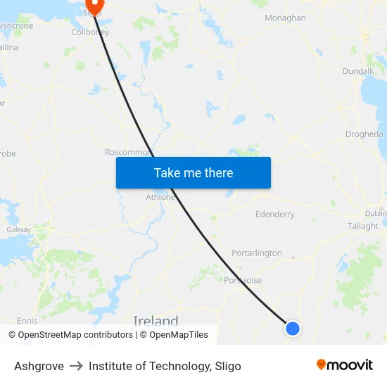 Ashgrove to Institute of Technology, Sligo map