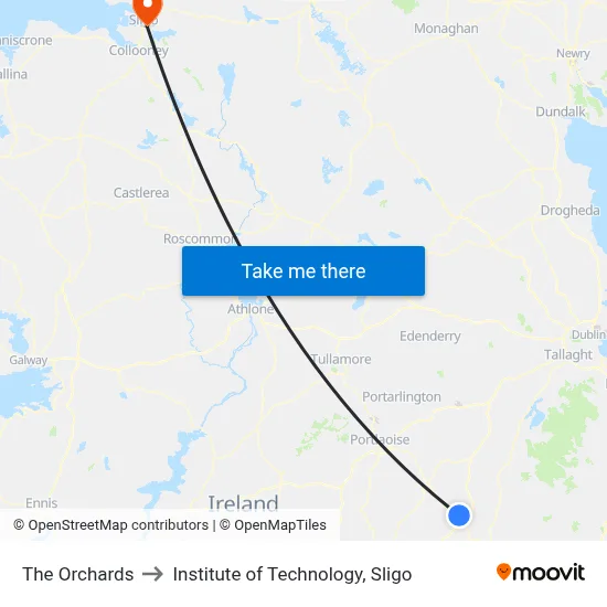 The Orchards to Institute of Technology, Sligo map
