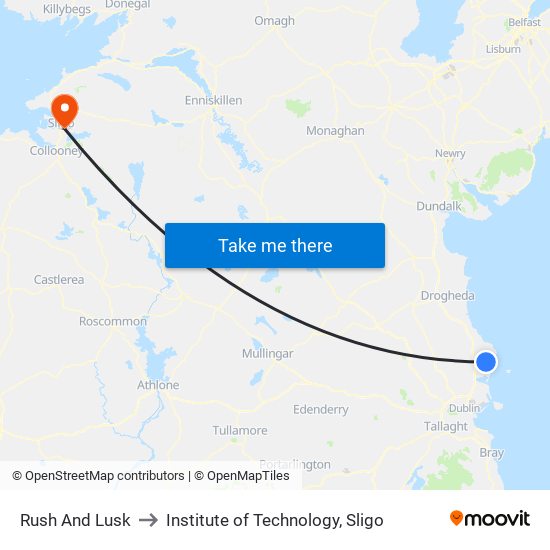 Rush And Lusk to Institute of Technology, Sligo map