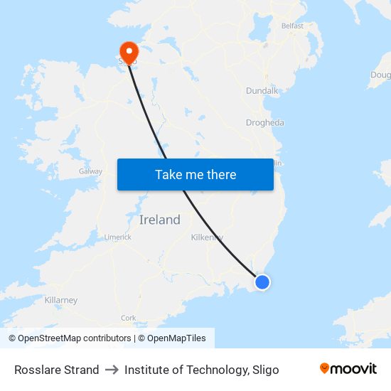Rosslare Strand to Institute of Technology, Sligo map