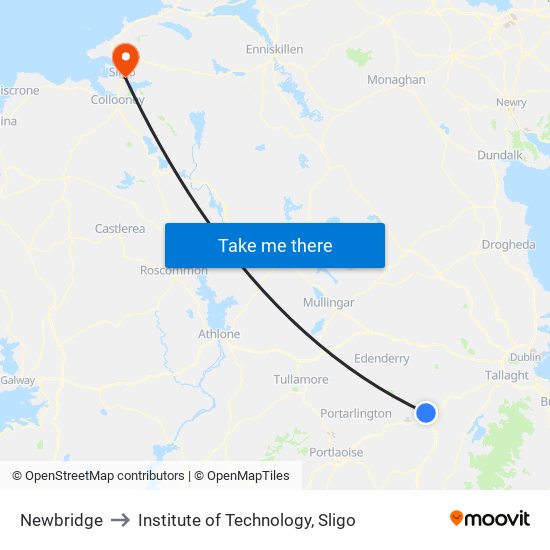 Newbridge to Institute of Technology, Sligo map