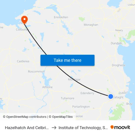 Hazelhatch And Celbridge to Institute of Technology, Sligo map