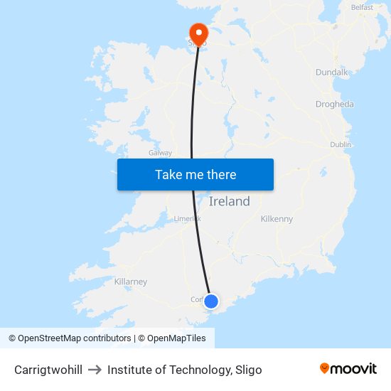Carrigtwohill to Institute of Technology, Sligo map