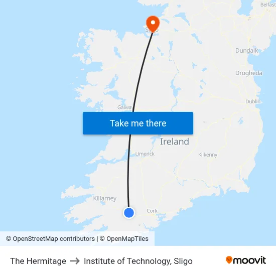 The Hermitage to Institute of Technology, Sligo map