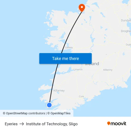 Eyeries to Institute of Technology, Sligo map