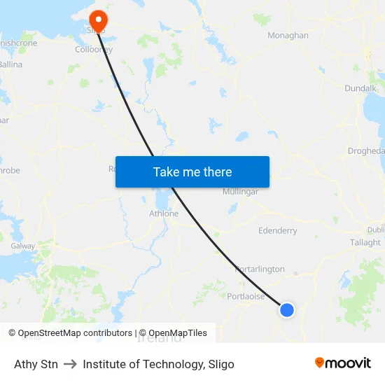 Athy Stn to Institute of Technology, Sligo map