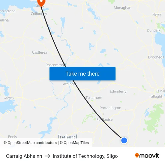 Carraig Abhainn to Institute of Technology, Sligo map