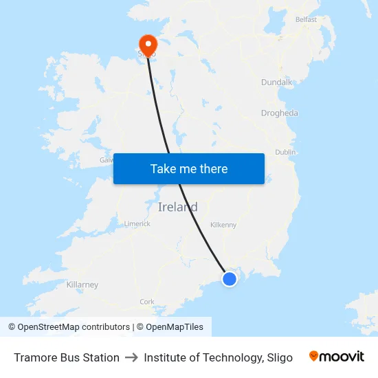 Tramore Bus Station to Institute of Technology, Sligo map