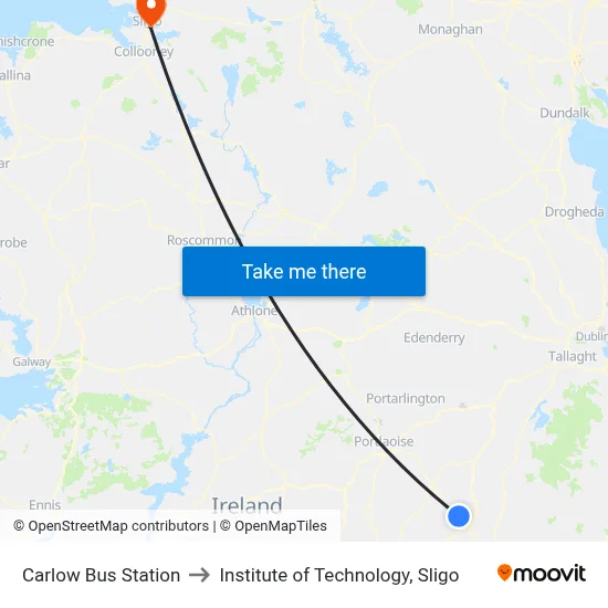 Carlow Bus Station to Institute of Technology, Sligo map