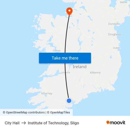 City Hall to Institute of Technology, Sligo map