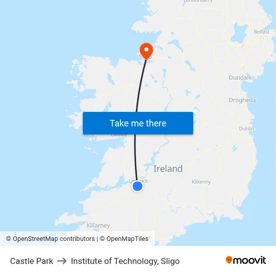 Castle Park to Institute of Technology, Sligo map