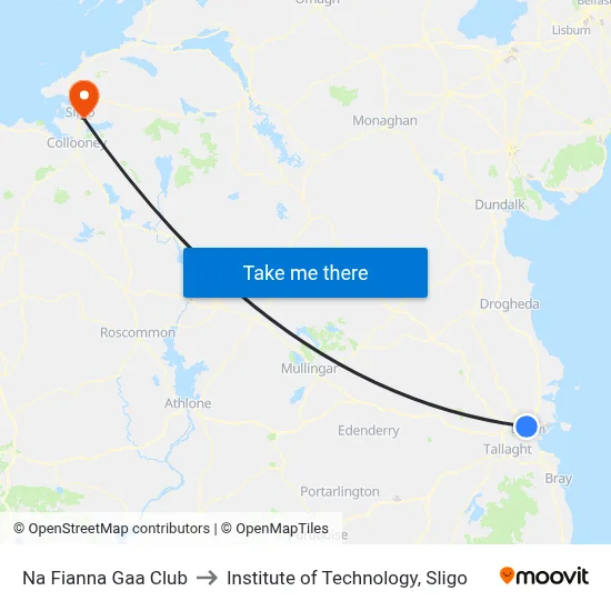 Na Fianna Gaa Club to Institute of Technology, Sligo map