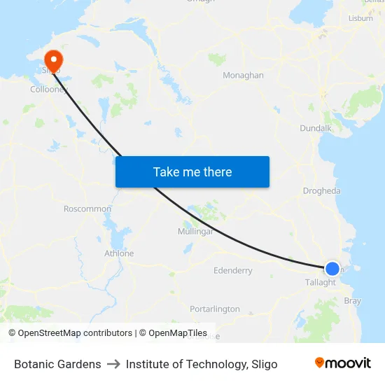 Botanic Gardens to Institute of Technology, Sligo map