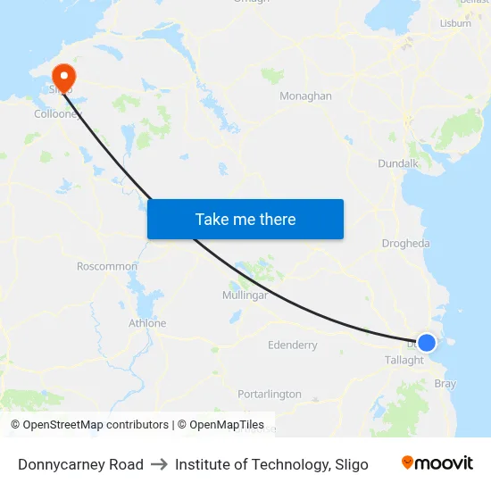 Donnycarney Road to Institute of Technology, Sligo map