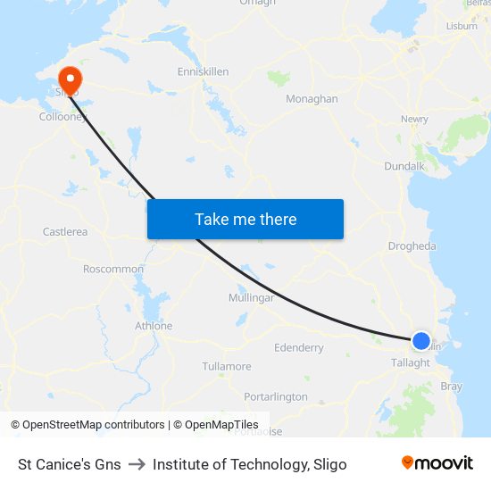 St Canice's Gns to Institute of Technology, Sligo map